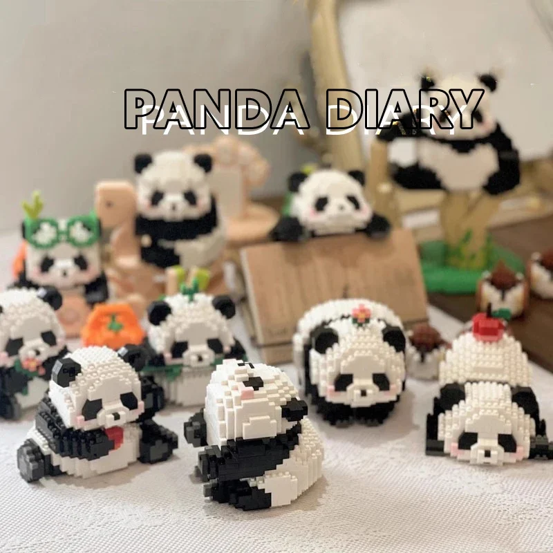 Mi Ni Panda Series Micro Particle Building Block Creative Cute Animals DIY Assembled Bricks Toys For Chillren Christmas Gift