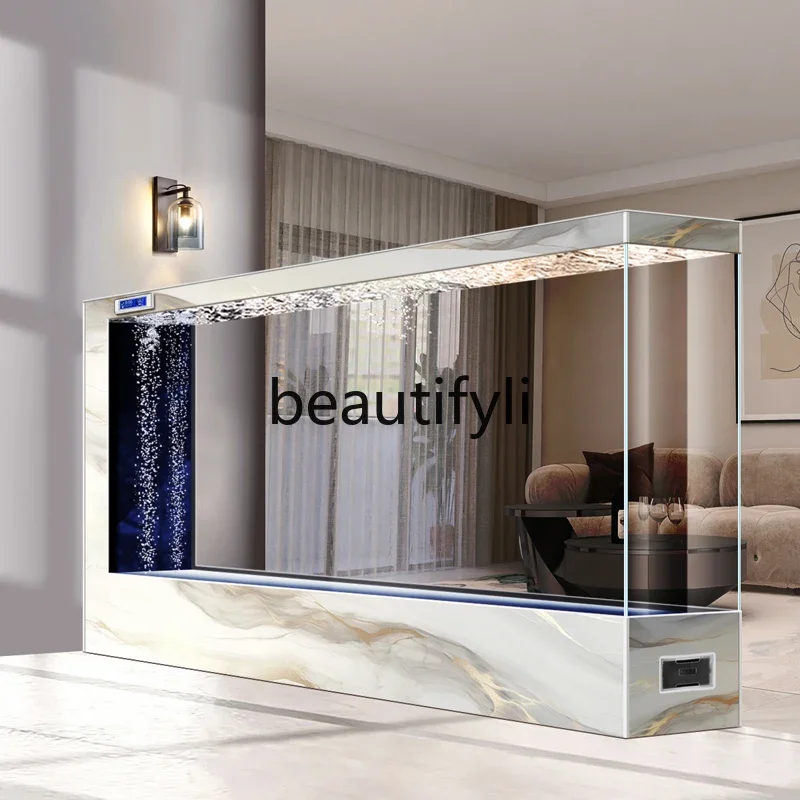 

Living room floor-to-ceiling fish tank aquarium household ultra-white glass screen partition goldfish tropical fish tank