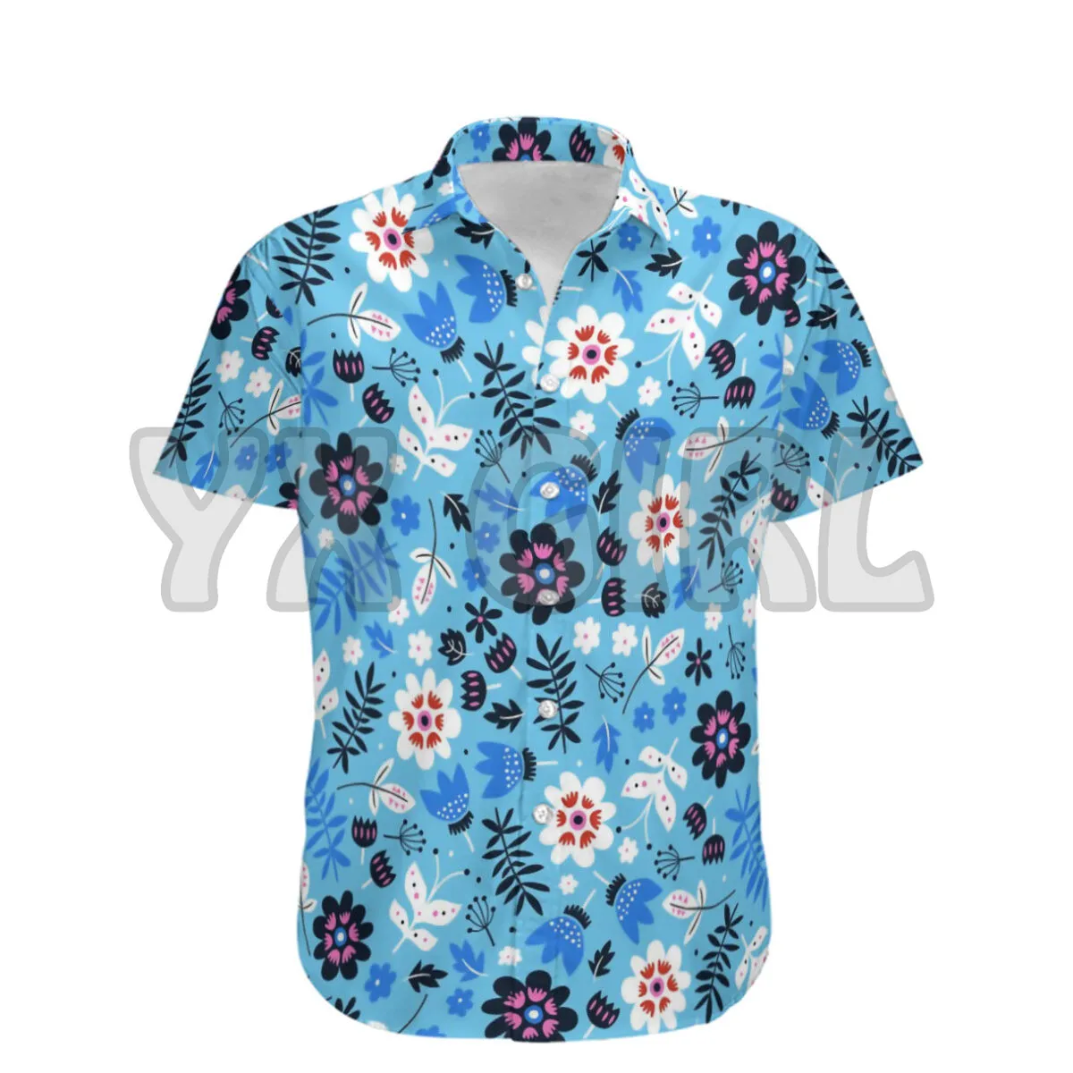 Camisa hawaiana con estampado 3D para hombre y mujer, camisa informal con estampado de flores y calavera, estilo Harajuku, Unisex