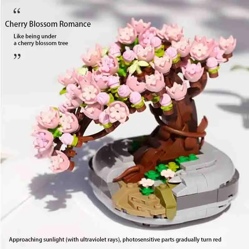 

Cherry Blossom Bonsai Bouquet Building Blocks Bonsai Succulent Model Bricks Decorations Children's Education DIY Toys Festival