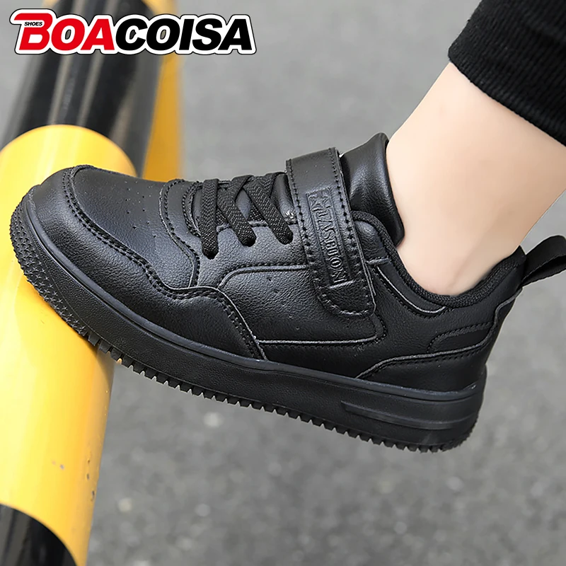 

Children's Sneakers Shoes Fashion Breathable Soft Child Outdoor Leather Black Kids Shoes Sports Running Casual Walking Footwear