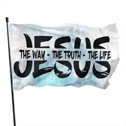 Jesus The Way The Truth The Life Polyester Flag Durable Fade Resistant Vivid Color Inside Outdoor Flag Memorial Gift Women Men