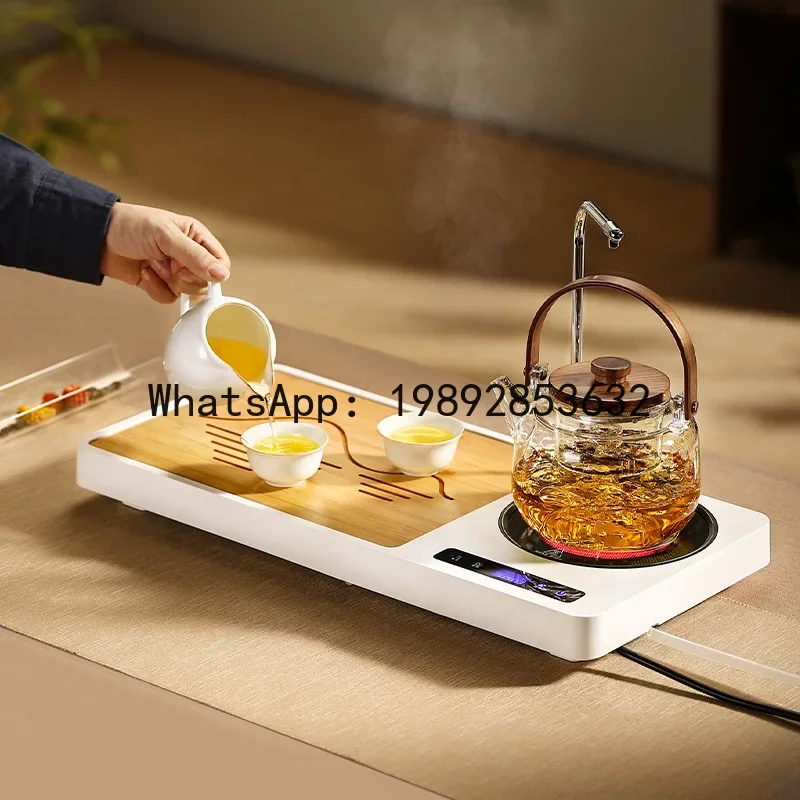 tea set home kung fu tea tray with water to brew tea, small tea table integrated fully automatic teapot light luxury