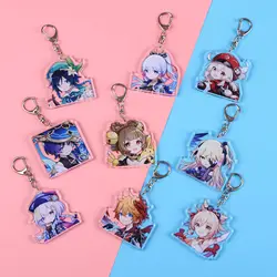 New Game Genshin Impact Keychain Cute Cartoon Tartaglia Raiden Shogun Kamisato Ayaka Keyring Backpack Jewelry Cosplay Badge Gift