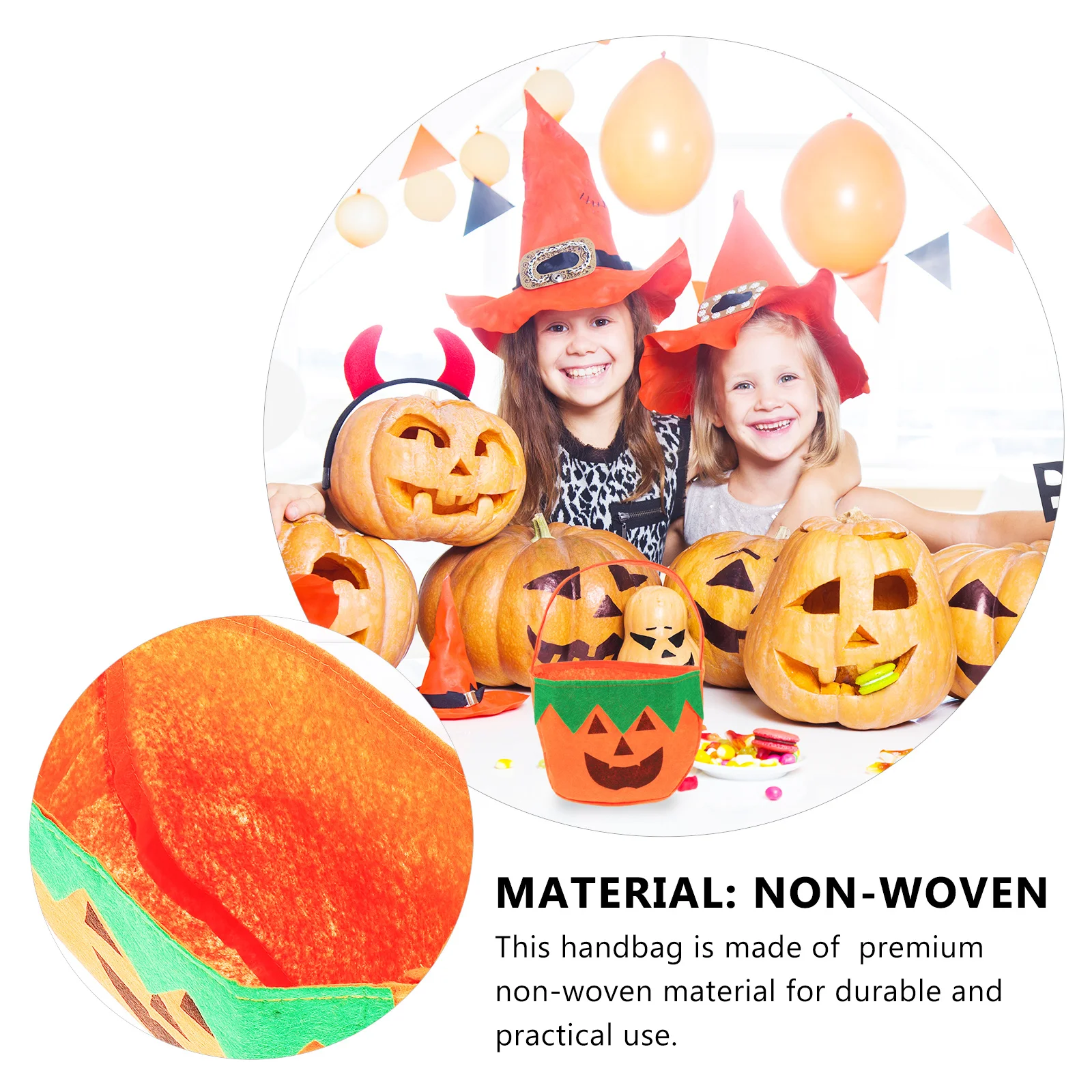 

4Pcs Halloween Pumpkin Bags Non-Woven Candy Snack Gift Pouches Party Favor Storage Bags for Kids Treats Candy Gifts