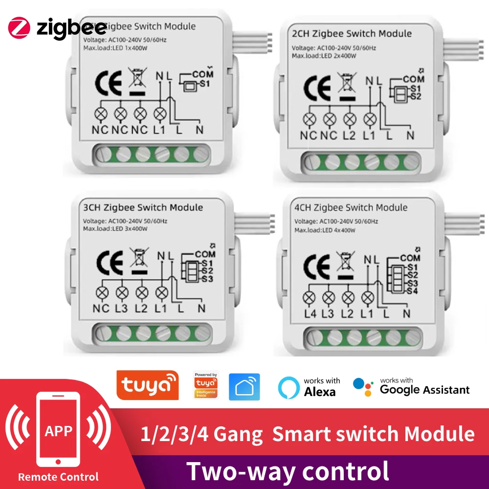 1/2/3/4 Gang Tuya Smart Switch Moudle 2-way APP Remote Control Circult Breaker Smart Home Via Alexa Google Home Smart Life App