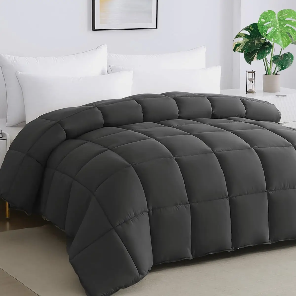 

Одеяло King Size увеличенного размера 132x120 дюймов, ультрамягкое, легкое, стеганое, с наполнителем из искусственного пуха, дышащее, из микрофибры, всесезонное, серое
