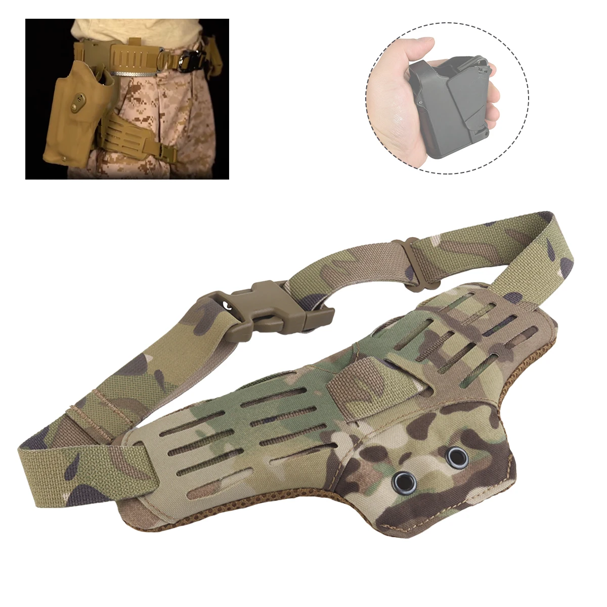 Tactical 9mm .22LR Speed Nylon Loader 3-Hole Side Kick Holster Pad ARC Lower Plate Accessories for UBL MHA QLS MOLLE Leg Band
