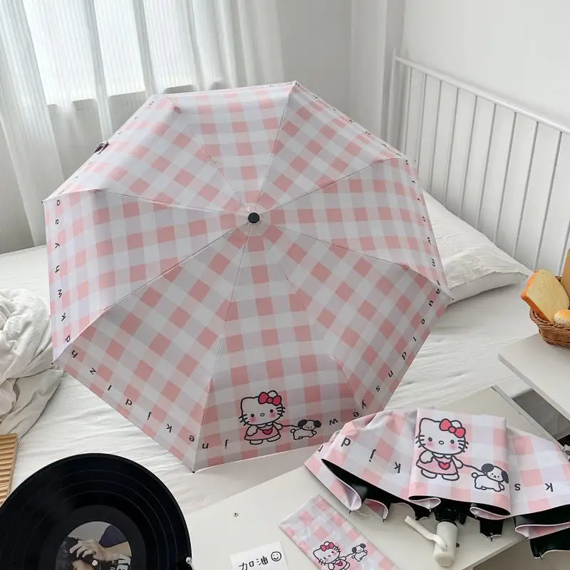 

Sweet Anime Kawaii Sanrio Ins Hello Kitty Automatic Umbrella Cute Cartoon Folding Rain Sunblock Umbrellas Gifts for Girls