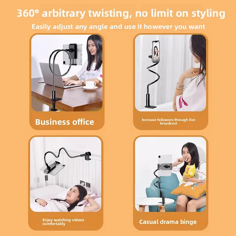 Multifunctional Lazy Phone Tablet Stand Flexible 360 Rotation Bed Clamp Holder for Live Streaming Desktop