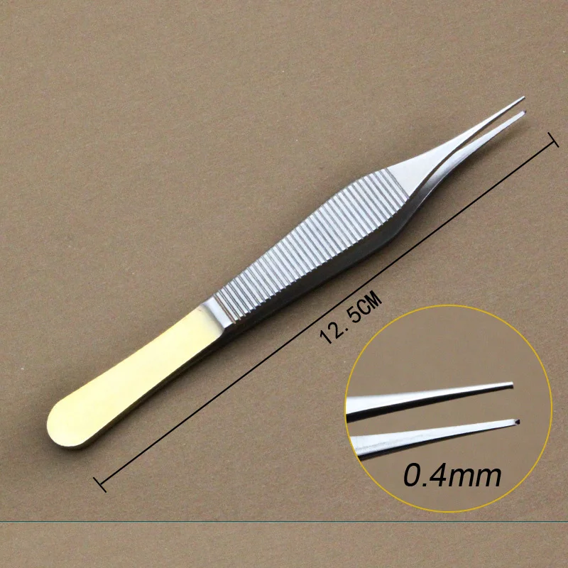 Stainless Steel Tissue Forceps Golden Handle Forceps with Platform Ophthalmic Forceps Tweezers Eye Tools Ophthalmic Instrument