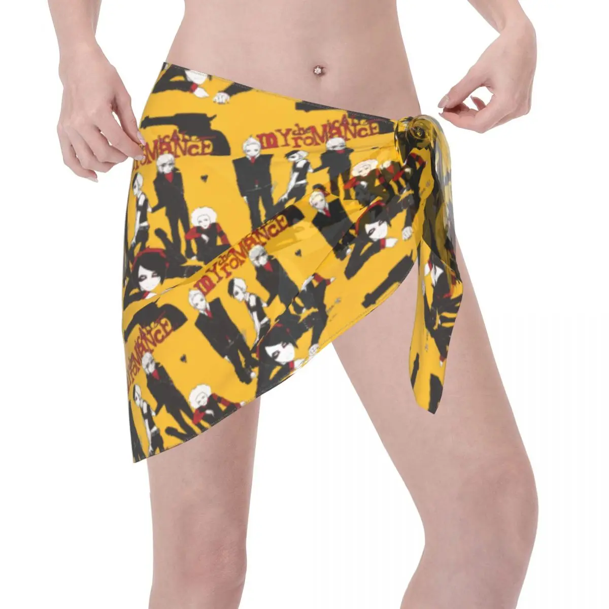 ที่กําหนดเองสําหรับชุดว่ายน้ํา My C-Chemical Romances Band ผู้หญิงสั้น Sarongs Beach Wrap ผู้หญิงชายหาดบิกินี่ Wrap Sarongs ชุดว่ายน้ํา