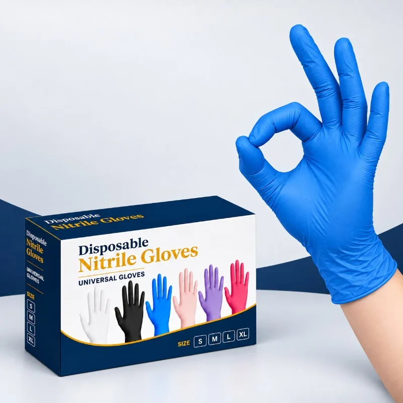 20/60PCS Disposable Blue Nitrile Gloves Powder Free Latex Free Waterproof for Kitchen Cooking Home Cleaning Daily Work Use