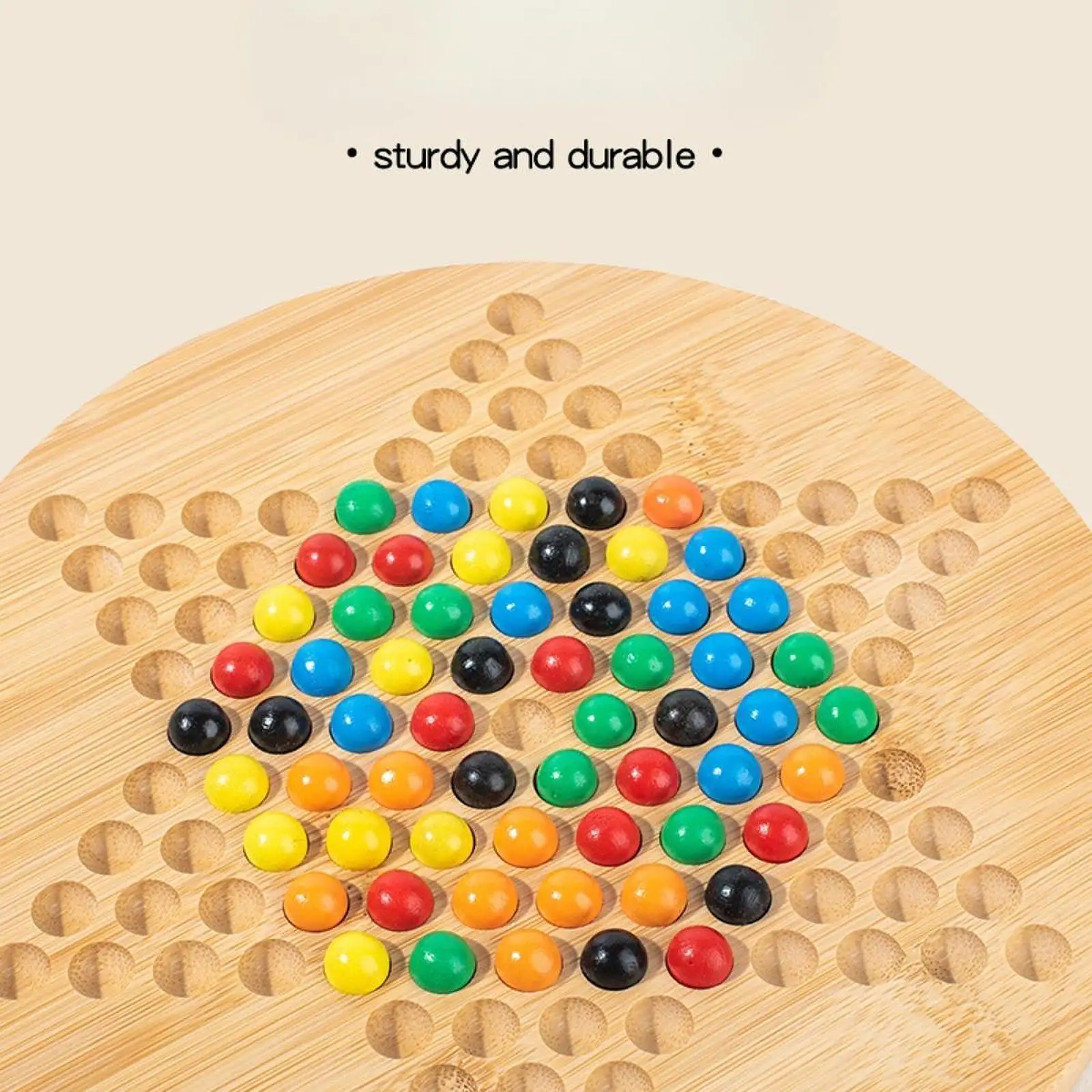Wooden Beads Chinese Checkers Tabletop Family Board Games Accessories Clever Game for Kids Learning and Travel