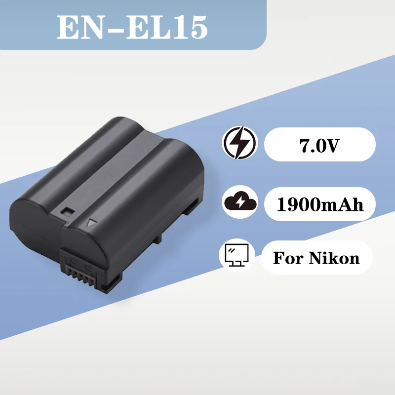 

Перезаряжаемая литиевая батарея EN EL15 EN EL15a 7.0V 1900mAh для фотоаппаратов Nikon D7500 D7200