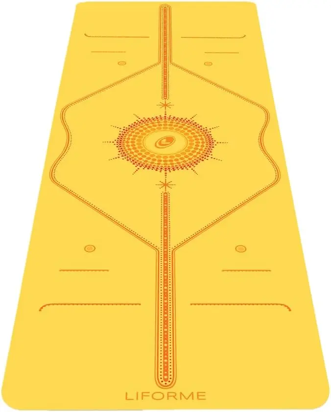 

Yoga Mat with Alignment System, Non-Slip Eco-Friendly Grip, Long Wide Thick for Comfort, Free Bag Included