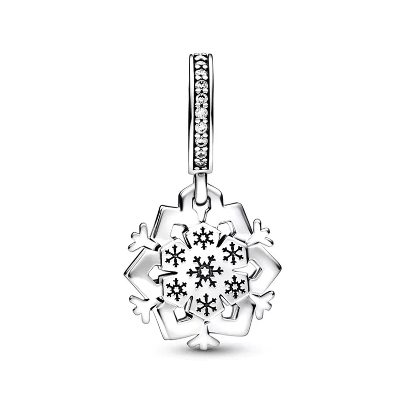 Sparkling Snowflake Snow Globe Dangle Charm Bead Fit Original Pandora 925 Sterling Silver Bracelet DIY Making Women Jewelry Gift