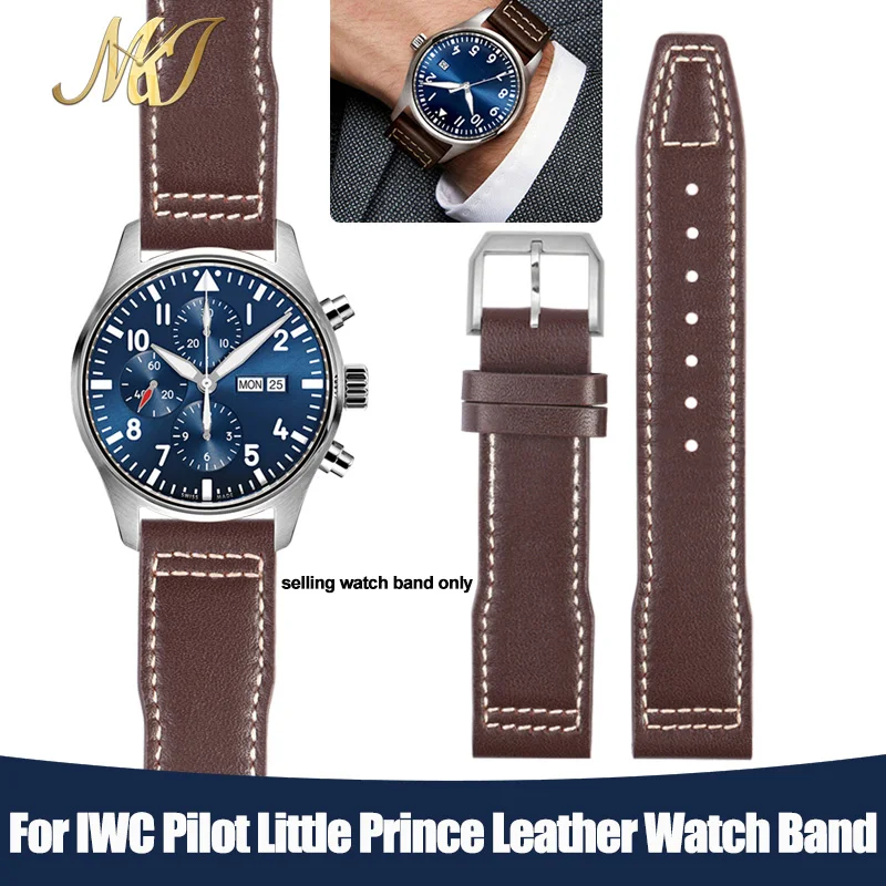 20 21mm Portuguese leather strap For Iwc Pilot Little Prince watch Iw327004/Iw377714 Mark16/17/18 men\'s strap leather bracelet