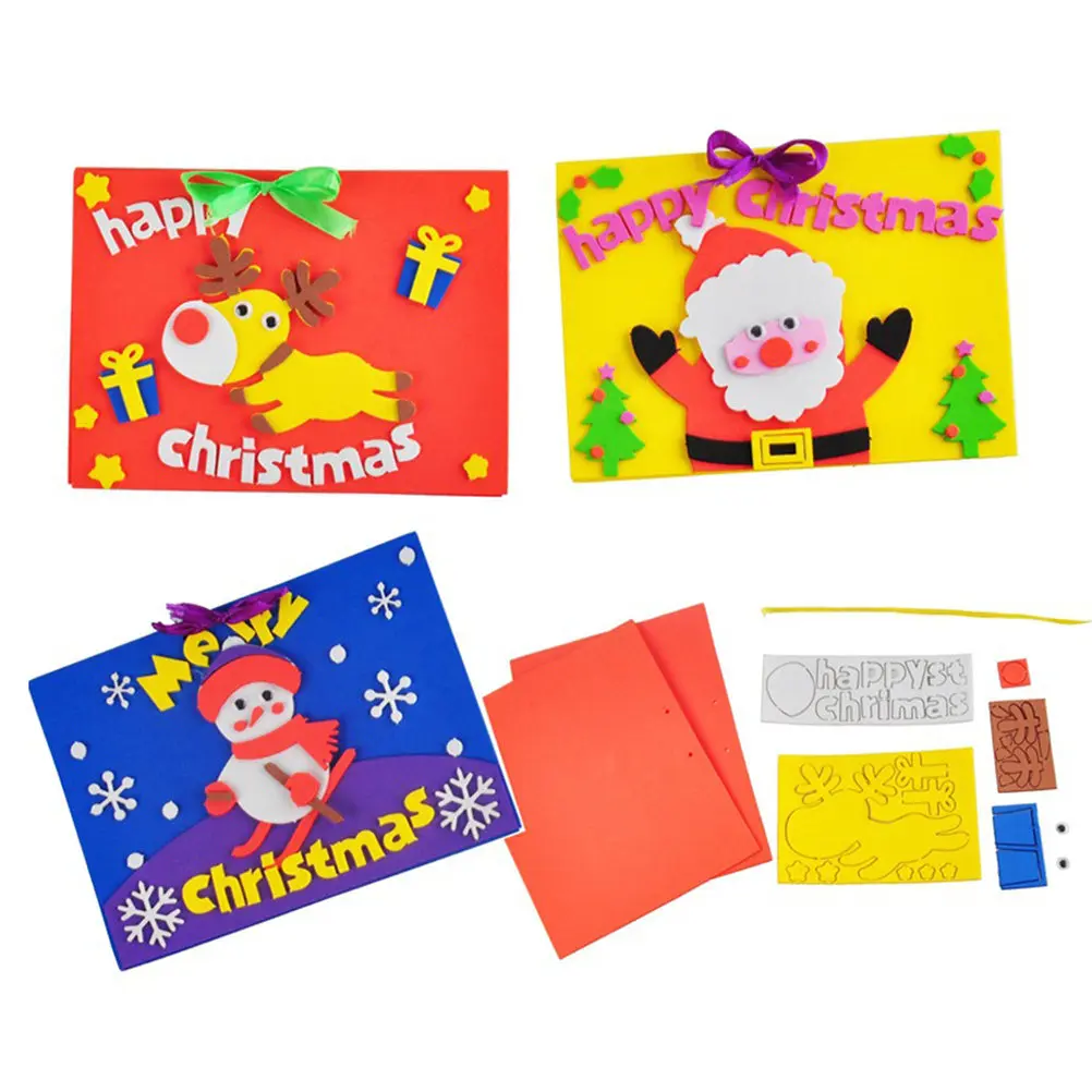3Pcs DIY Christmas Card Materials Friendly Safe Craft Accessories Early Learning Center Classroom Greeting