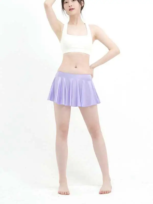 

Glossy Silky ort Skirt Women's Yoga Gymnastics Practice orm Ballet Skirt Nylon Spandex Blend Spor Sle f-length