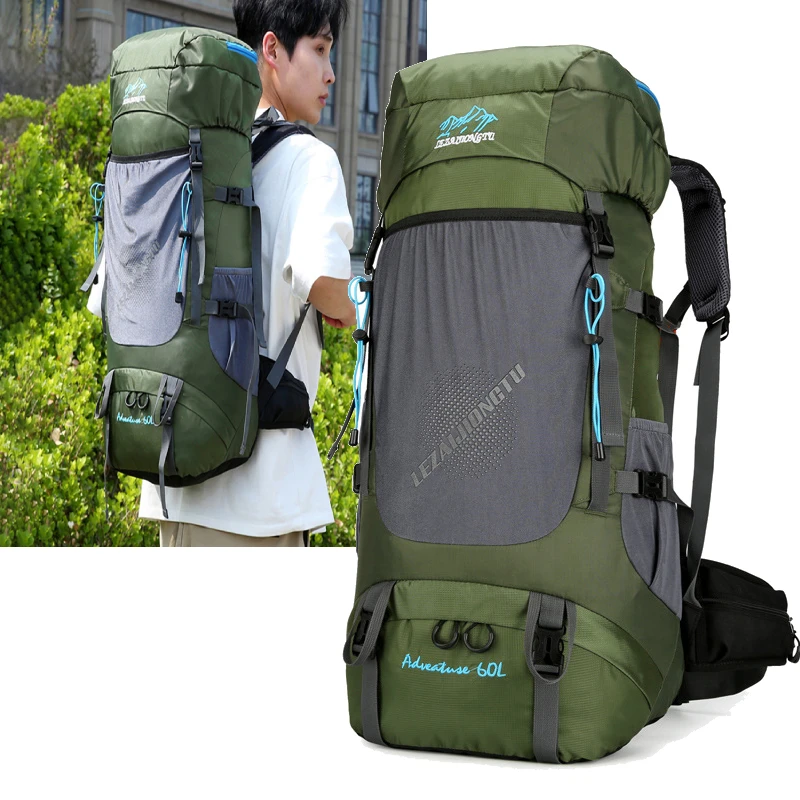 

60L Climbing Backpack with Rain Cover Outdoor Hiking Trekking Camping Sports Bag Large Hydration Travel Mountaineering Rucksack