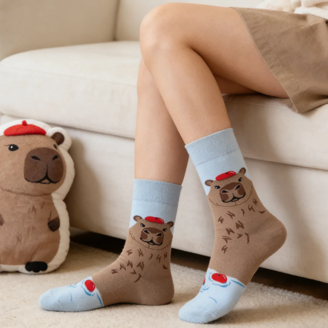 1 Pair of Cartoon-cute Capybaras and Red Apples, Suit In All Seasons