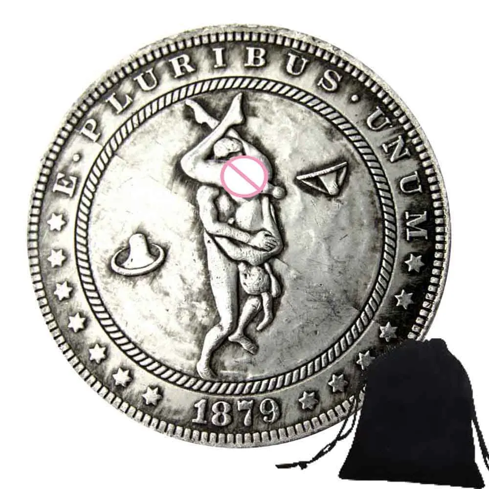 Romantic 3D Angel's Hug Art Couple Coin Lover Coins Fun Couples Pocket Good Lucky Coins Morgan Dollar Memory Coin+Gift Bag