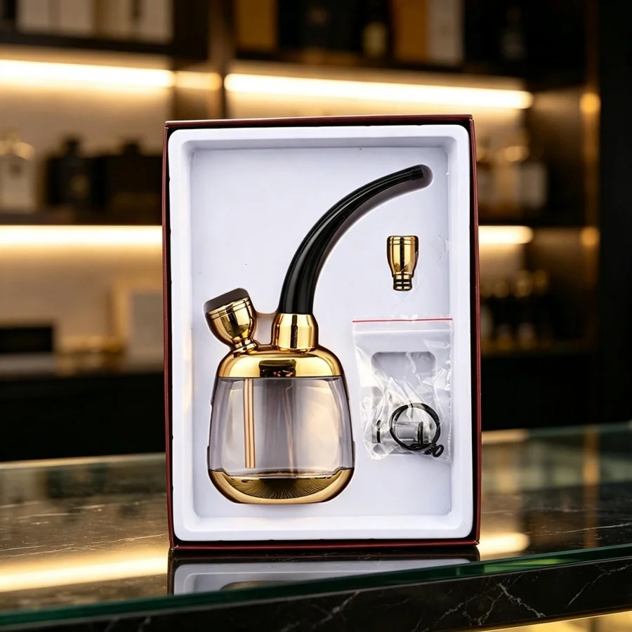 Portable Mini Water Pipe Filter Hookah, Zinc Alloy & ABS Creative Smoking Pipe Filter Tip for Bar Club Household Men Gift view 3