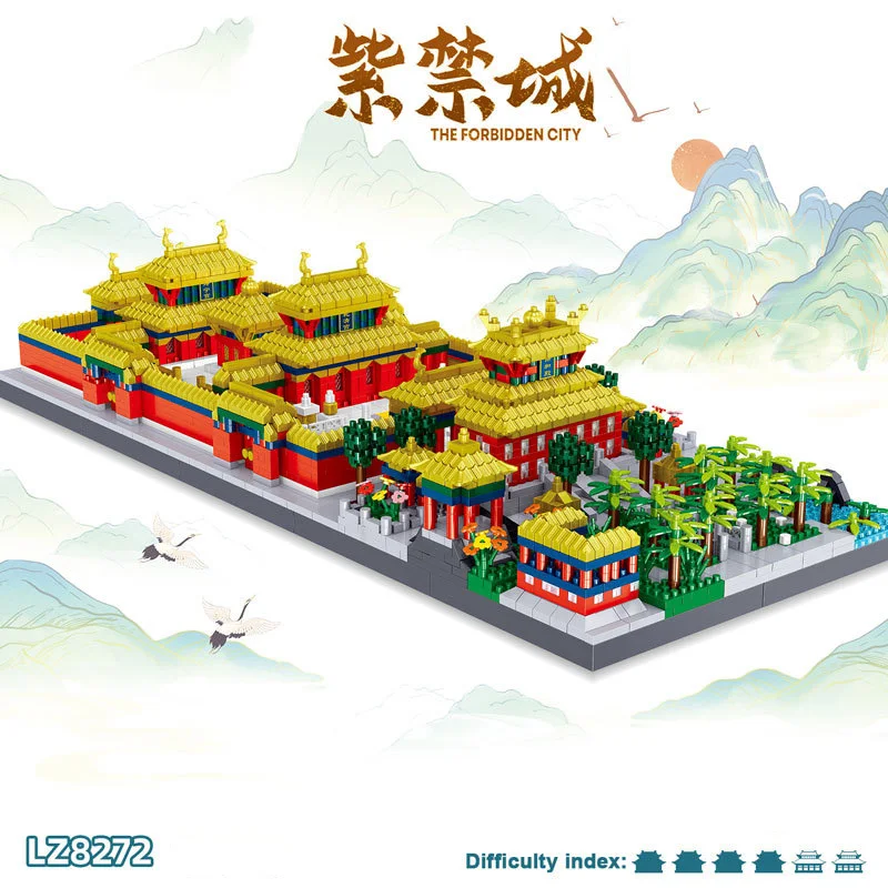 World Famous Historical Architecture Micro Diamond Block China Forbidden City Pot Scenic Spot Brick Nanobrick Toys For Gifts