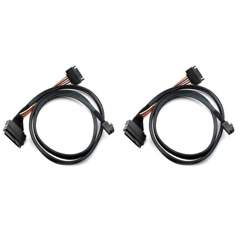

AP-2X Встроенный кабель 12G Mini SAS HD к U.2 / SFF-8643 к SFF-8639 длиной 0,5 м с 15-контактным блоком питания SATA, подходит для SSD U.2