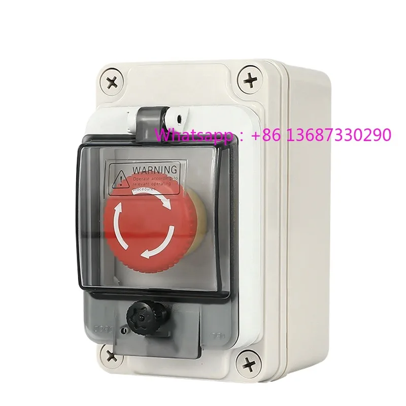 

Emergency stop button switch, waterproof box 8A 250V 1NO 1NC safety shutdown switch, with protective transparent cover
