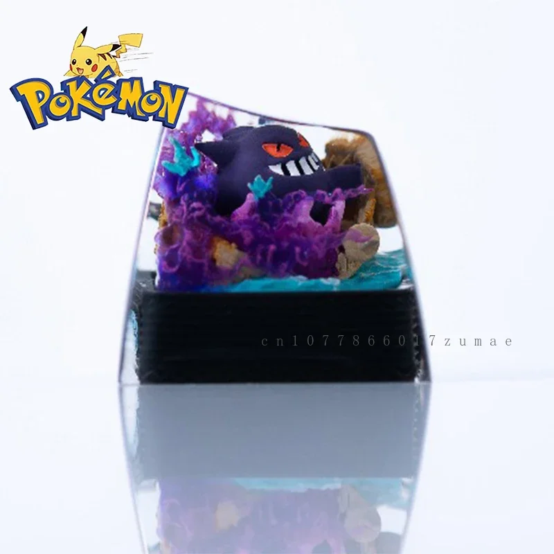 Japan Anime Pokemon Custom Resin Micro Transparent KeyCap Pikachu Gengar Keycaps Mechanical Creative Computer Keyboard Cap