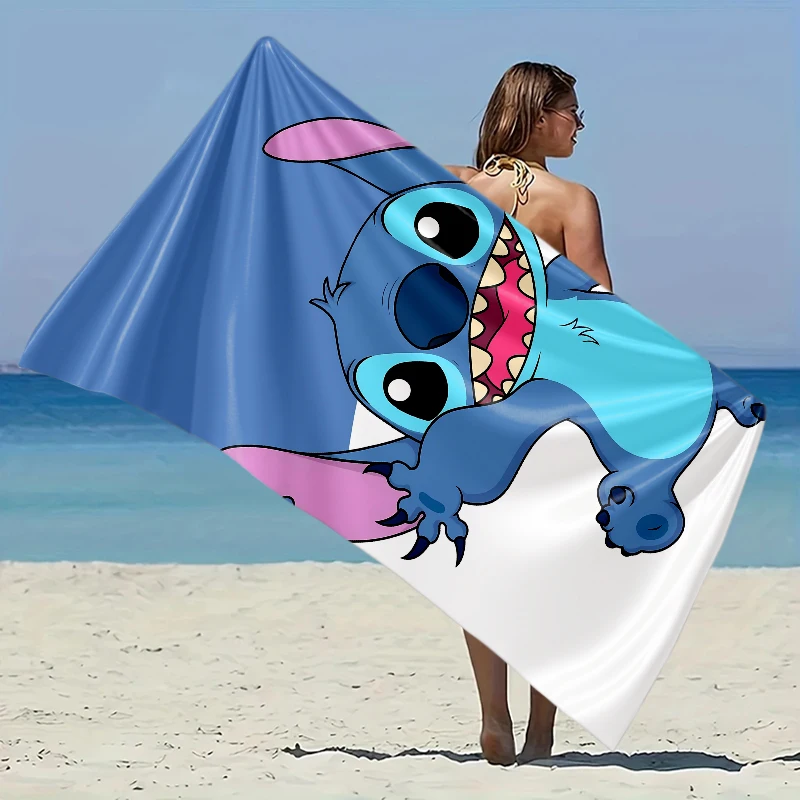 

Stitch Theme Beach Towel Elastic Great for Beach, Pool, Travel Party Easter Swimming QuickDry Fiber Lightweight Fabric Easy Fold