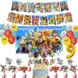 Digimon Adventure Birthday Party Decoration Latex Balloon Backdrop Banner Cake Topper Baby Shower