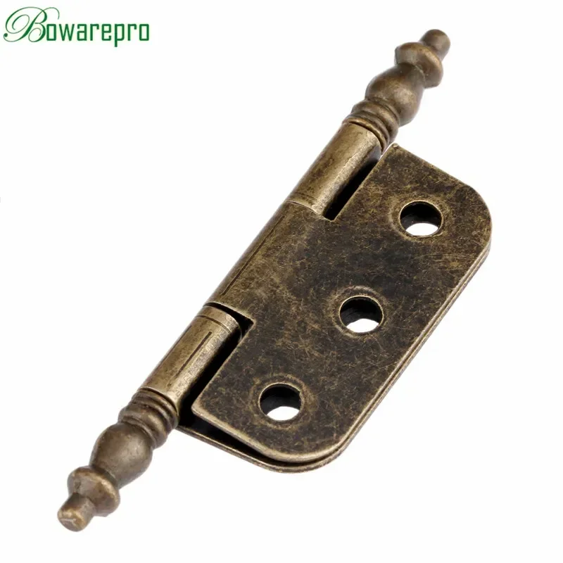 Bowarepro-bisagras de cabeza de corona de bronce antiguo, 6 agujeros, caja de regalo de joyería, bisagra decorativa para muebles de armario, Hardware, 70x35mm, 2 uds.