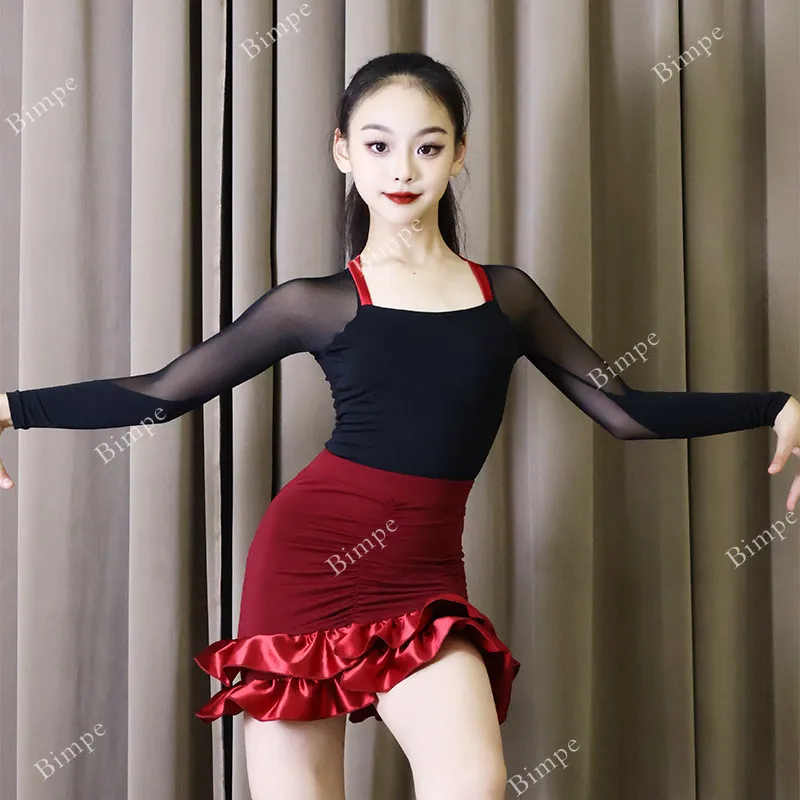 

Костюм для латиноамериканских танцев для девочек: самба, танго, румба, сальса. Одежда для детских танцевальных соревнований, бальные платья.