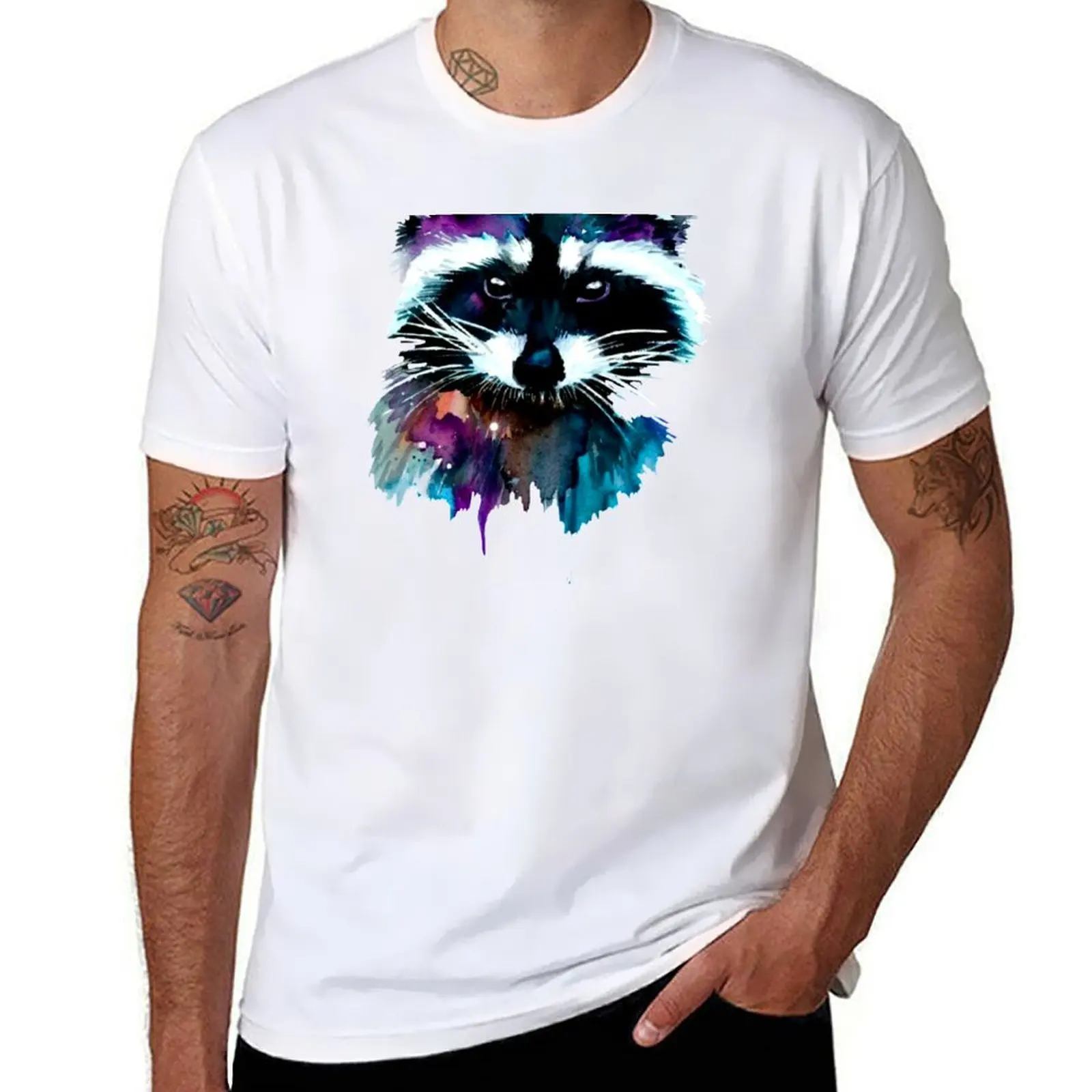 

Cute colourful Racoon graphic illustration nature animal lover gift t shirt or mask T-Shirt