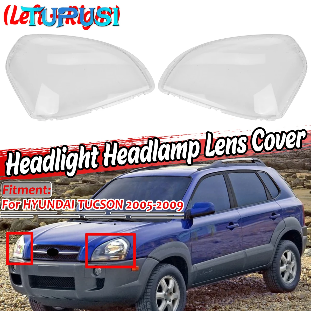 

1PCS For HYUNDAI TUCSON 2005 2006 2007 2008 2009 Car Front Headlight Headlamp Lens Cover Shell Headlight Clear Lens Cover