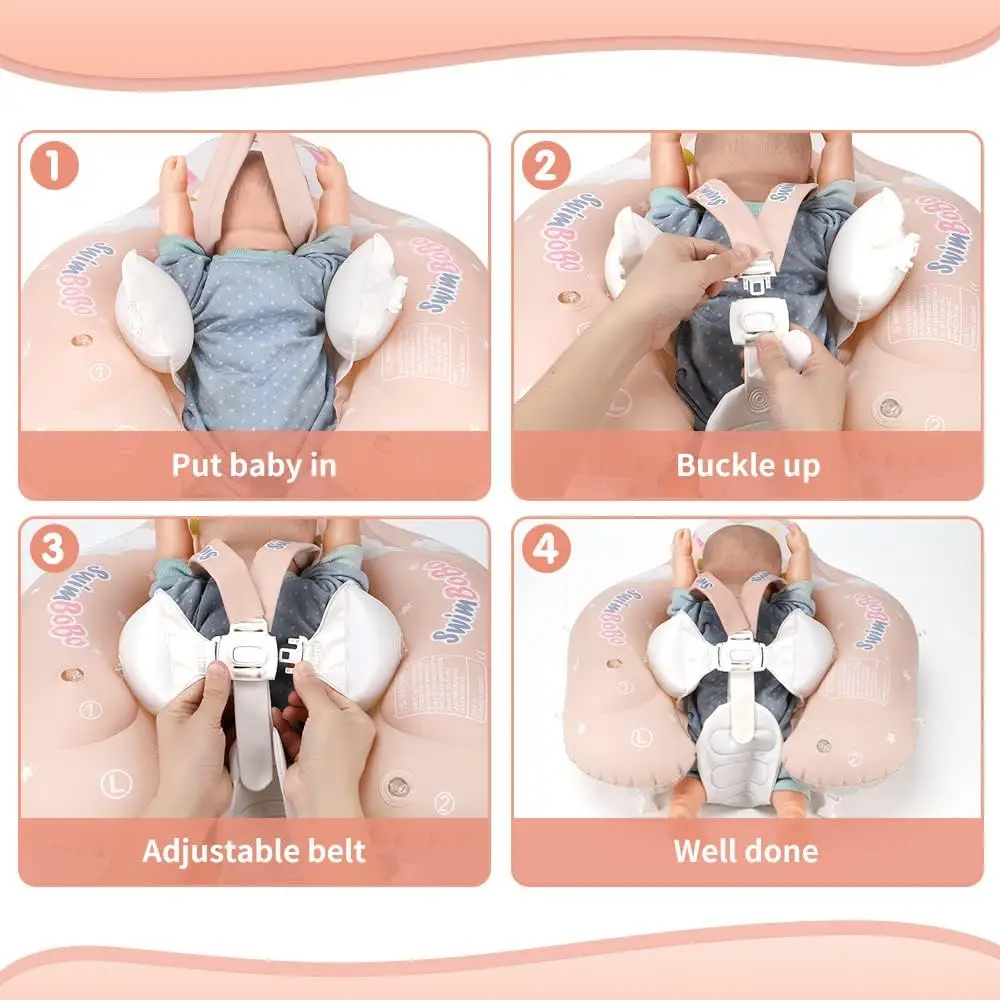 Baby Pool Float พร้อม Sun Canopy-Inflatable ทารกว่ายน้ําลอยความปลอดภัย Anti-Roll Seat เทรนเนอร์ว่ายน้ําสําหรับเด็ก