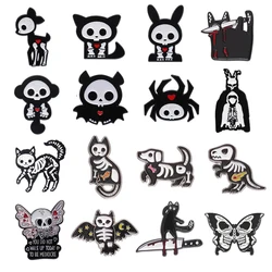 Skeleton Cat Dog Enamel Pins Spider Rabbit Dinosaur Animal Brooches Lapel Backpack Badge Nostalgia Jewelry Gifts For Friends