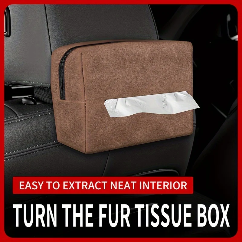 Car tissue box, premium feel, car interior suede paper drawer, central control armrest box, tissue storage box, seat hanging typ