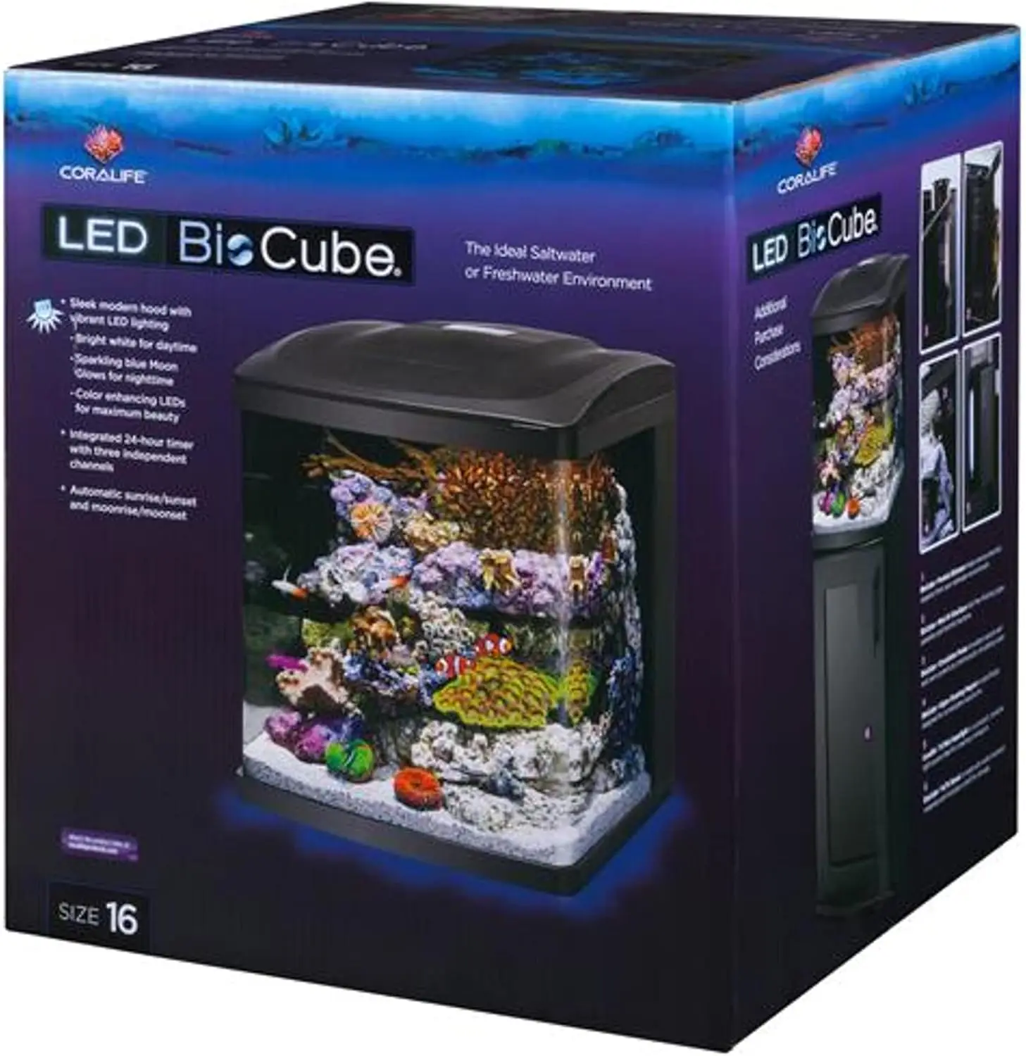 LED BioCube Aquarium Fish Tank Kit, 16 Gallon