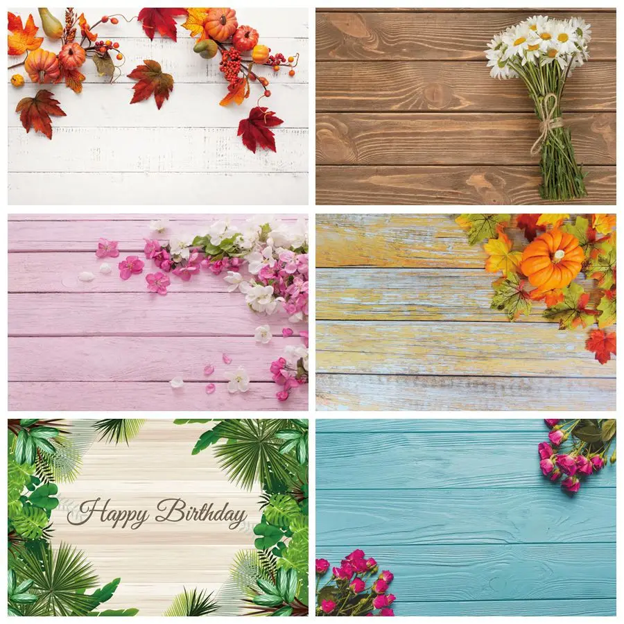 사진 배경 꽃 나무 판자 생일 배너 배경 소품, 맞춤 사진 스크린 포스터 스튜디오 장식 월페이퍼