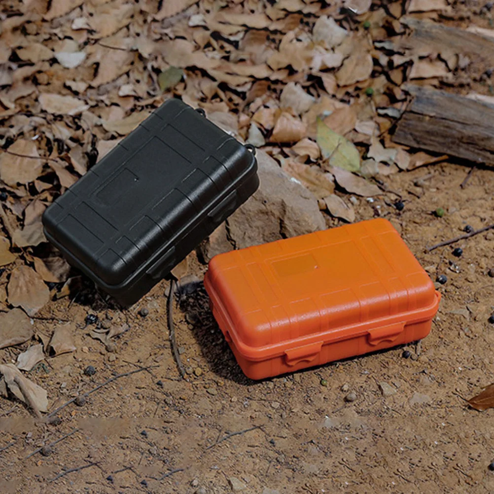 Boîte de rangement extérieure étanche scellée, 2 pièces, organisateur d'outils antichoc, équipement de Camping Portable de randonnée, étui de transport noir Orange