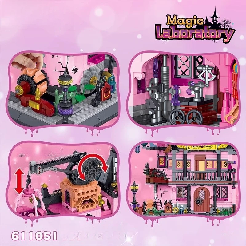 مكعبات بناء المختبر السحري المصنوعة يدويًا لتقوم بها بنفسك مجموعة البيت السحري ألعاب عصرية لسطح المكتب وحلي للمنازل هدية عيد ميلاد #5