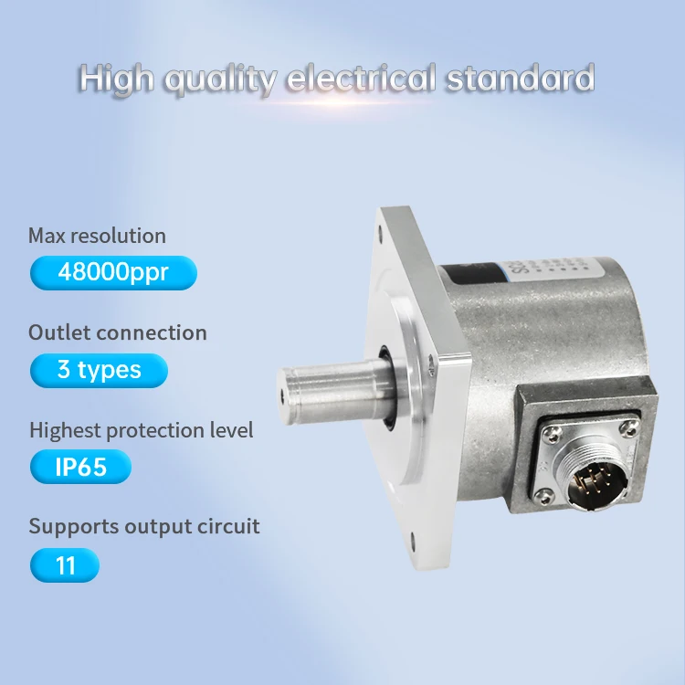 SC65F Flange Motor Incremental Solid Encoder 15mm with Keyway IP65 Protection DC5V-30V 23040PPR Heavy Duty Servo Motor Encoder