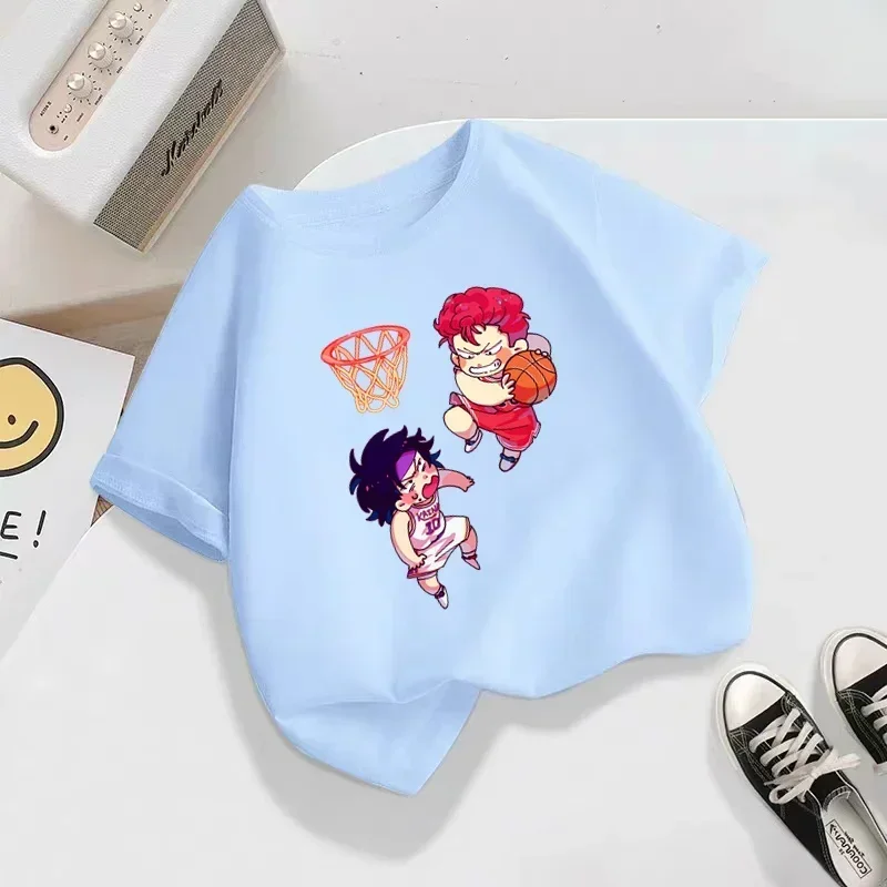 2025 ملابس عصرية جديدة للأطفال سلام دنك ماستر تي شيرت الاطفال الكرتون تي شيرت مطبوع الفتيان تي شيرت الفتيات