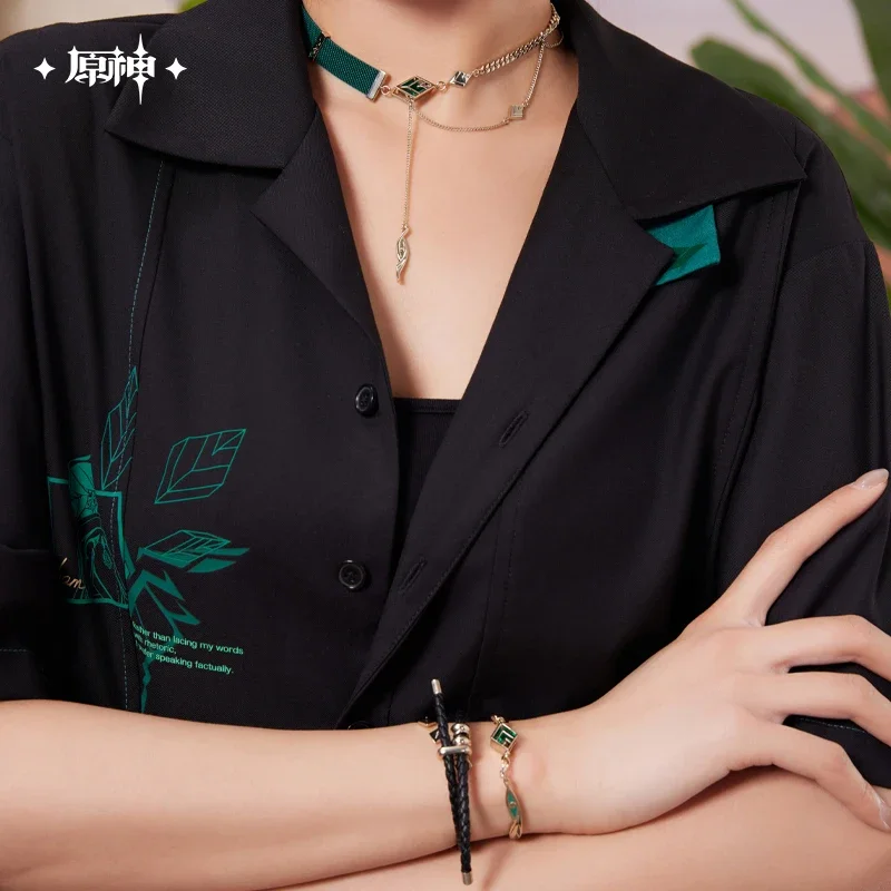 

2025 NEW Anime Cosplay Costume Ear Clips Necklace Acrylic Genshin Impact Alhaitham Metal Earrings Take Photo Props Accessories
