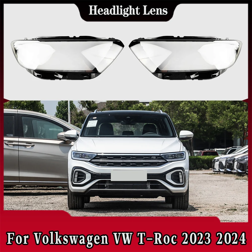 

For Volkswagen VW T-Roc 2023 2024 Front Lamp Shade Headlight Mask Shell Transparent Cover Lens Replace The Original Lampshade