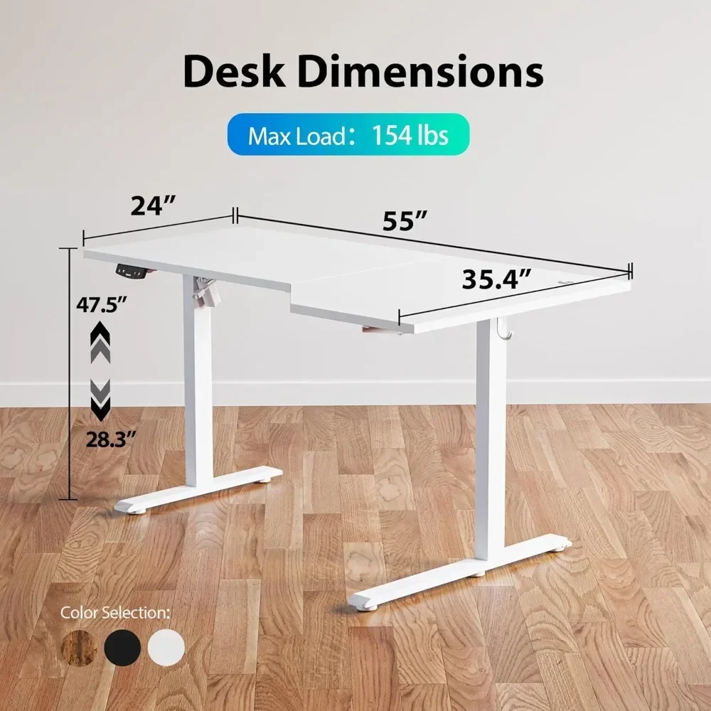 Elektrischer Stehschreibtisch, L-förmiger, höhenverstellbarer 55-Zoll-Schreibtisch, für Arbeit, Büro, Zuhause, ergonomischer, stehender Computertisch